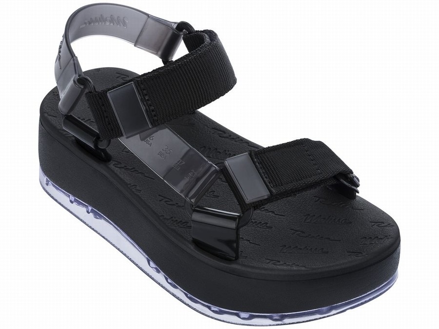 Sandalias Plataforma Melissa Rider Papete Mujer - Negras - Argentina WIB-496351